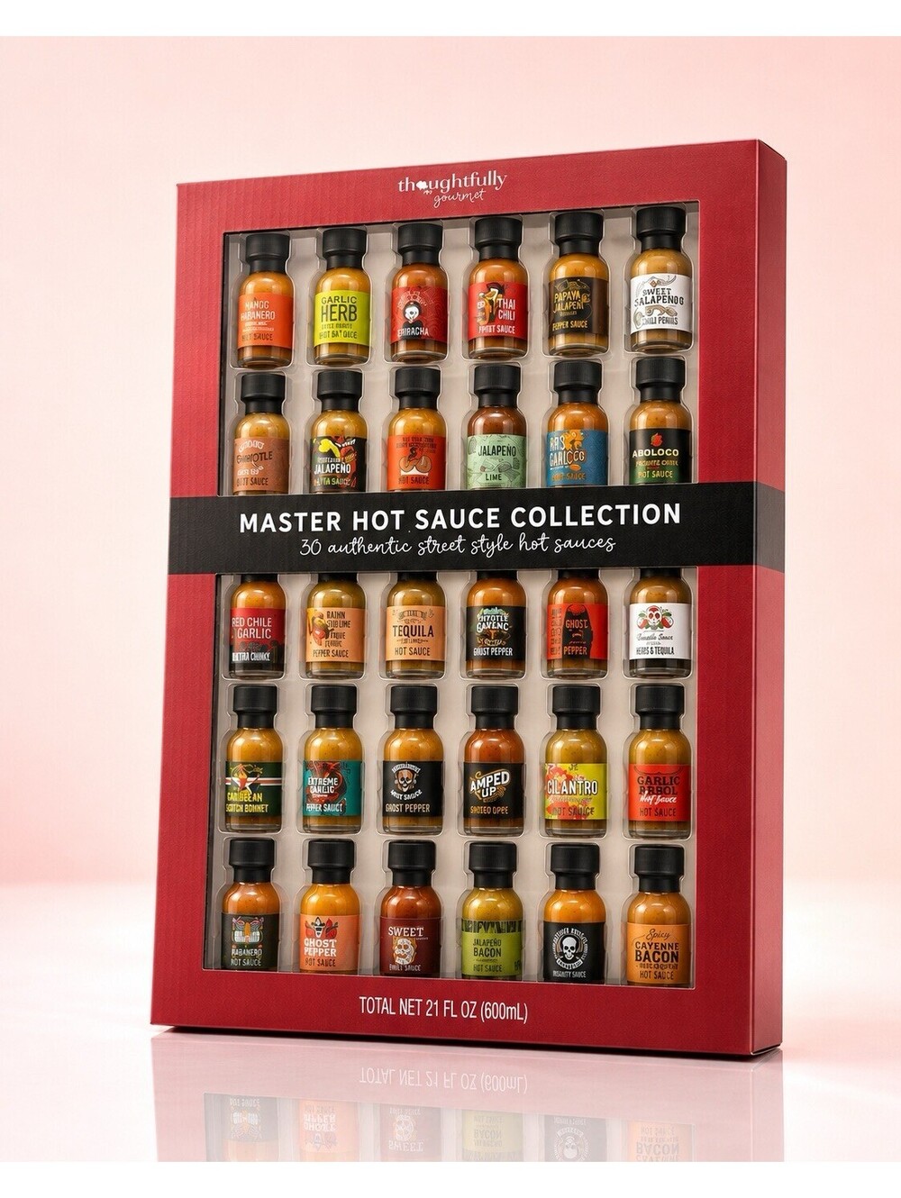 NIB Thoughtfully Gourmet Master Hot Sauce Collection Set Of 30 Mini Bottles